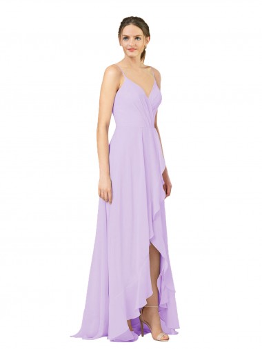 Cheap High-Low Chiffon Bridesmaid Dress with Ruffle Detail Canada