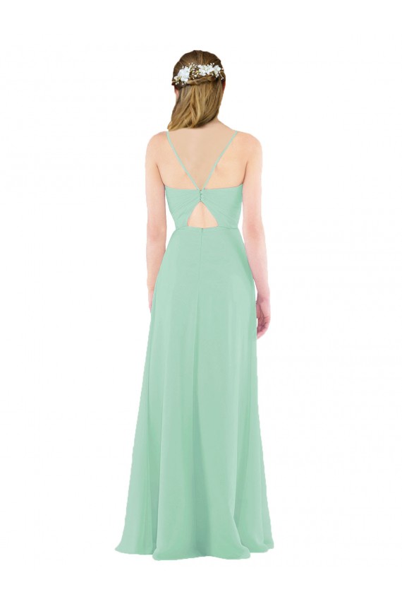 Cheap Classic Long Chiffon Bridesmaid Dress with V-Neck Canada