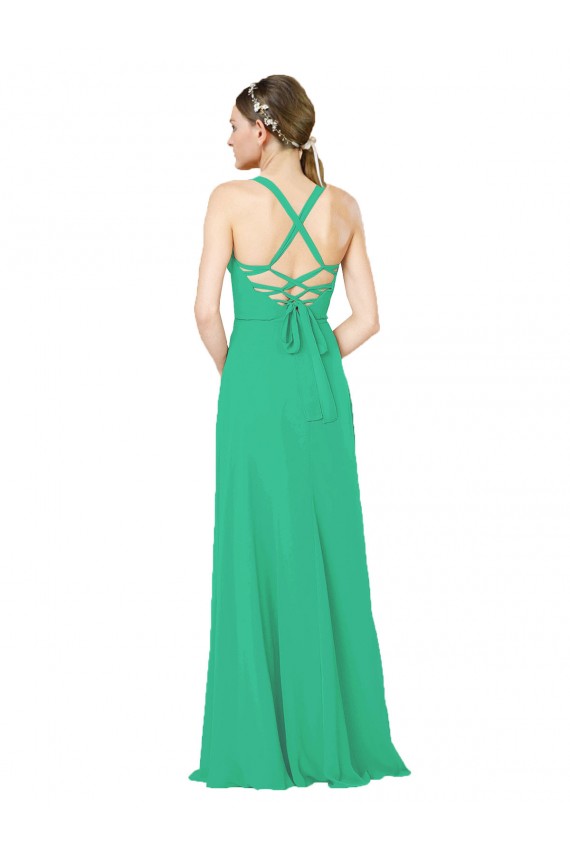 Cheap Classic Chiffon Bridesmaid Dress with Lace-Up Back Canada