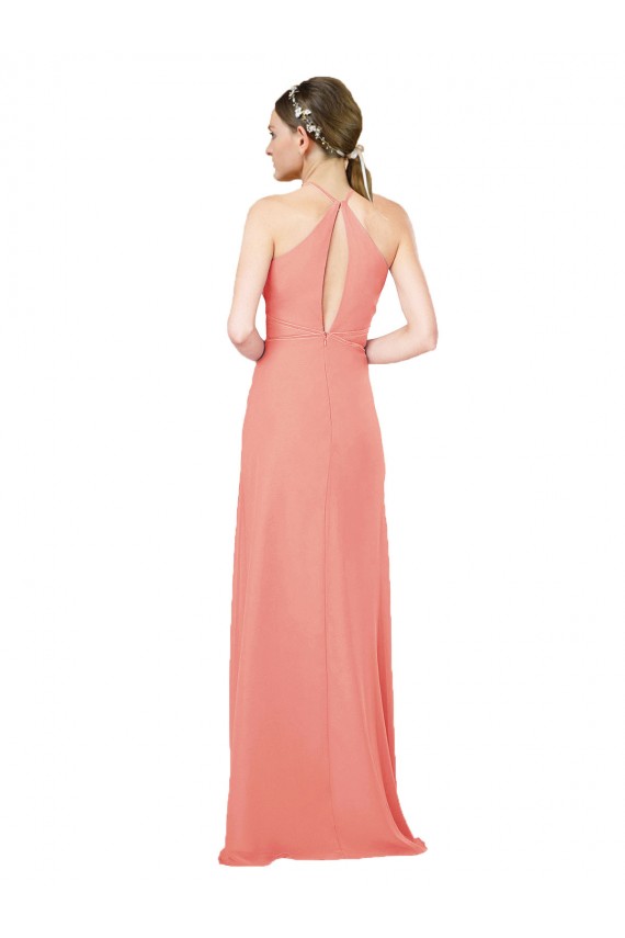 Cheap Modern Long Chiffon Bridesmaid Dress with Keyhole Back Canada