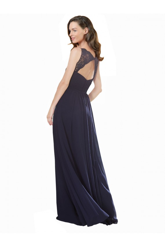 Cheap Elegant Chiffon Bridesmaid Dress with V-Neck Lace Bodice Canada