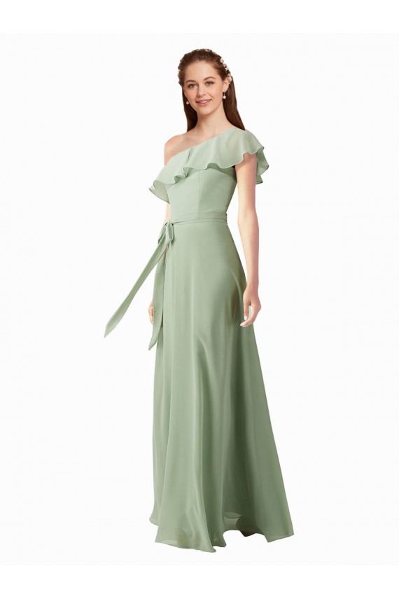 Cheap Chiffon Bridesmaids Dress with Ruffles Flutter Sleeves Canada