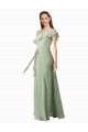 Cheap Chiffon Bridesmaids Dress with Ruffles Flutter Sleeves Canada