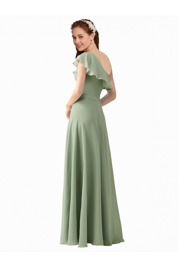 Cheap Chiffon Bridesmaids Dress with Ruffles Flutter Sleeves Canada