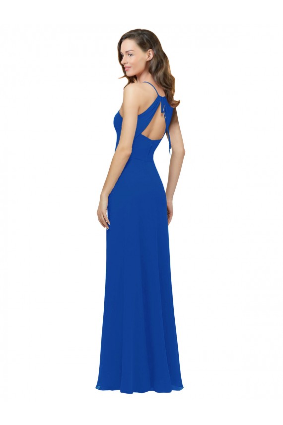 Cheap Chiffon Bridesmaid Dress with Deep V-Neck and Spaghetti Straps Canada