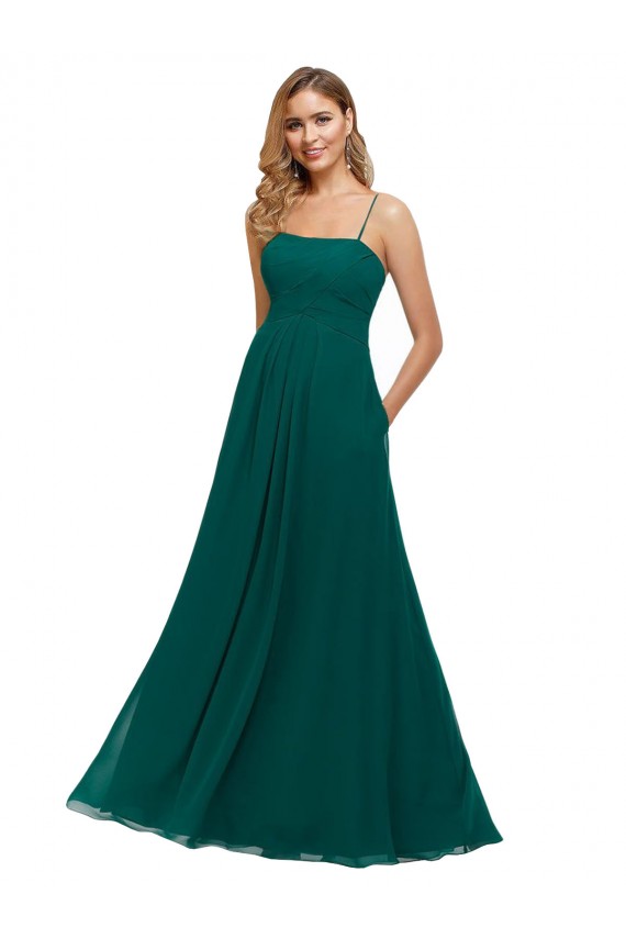 Cheap Chiffon Bridesmaid Dress with Pleated Bodice and Straps Canada