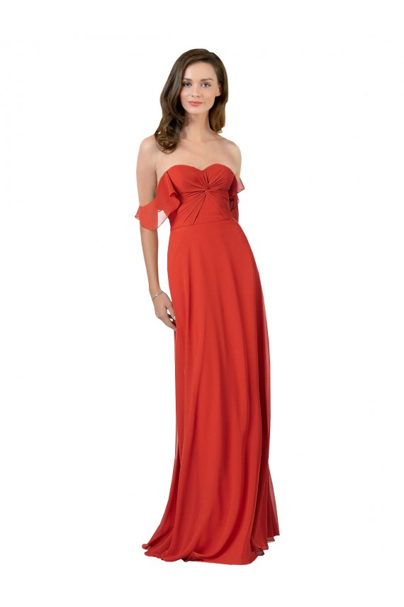 Cheap Chiffon A-Line Bridesmaid Dress with Ruched Bodice Canada