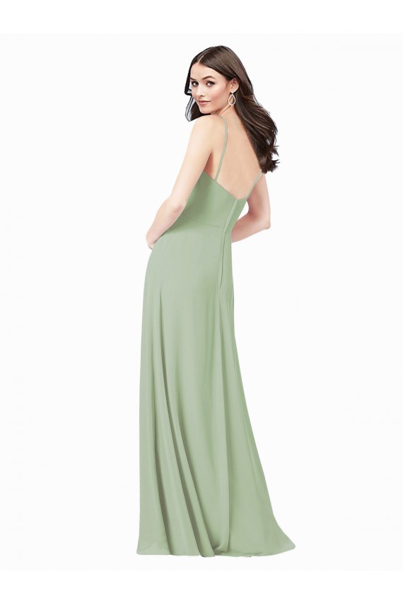 Cheap Floor Length Long Chiffon Bridesmaid Dress with Side Slit Canada
