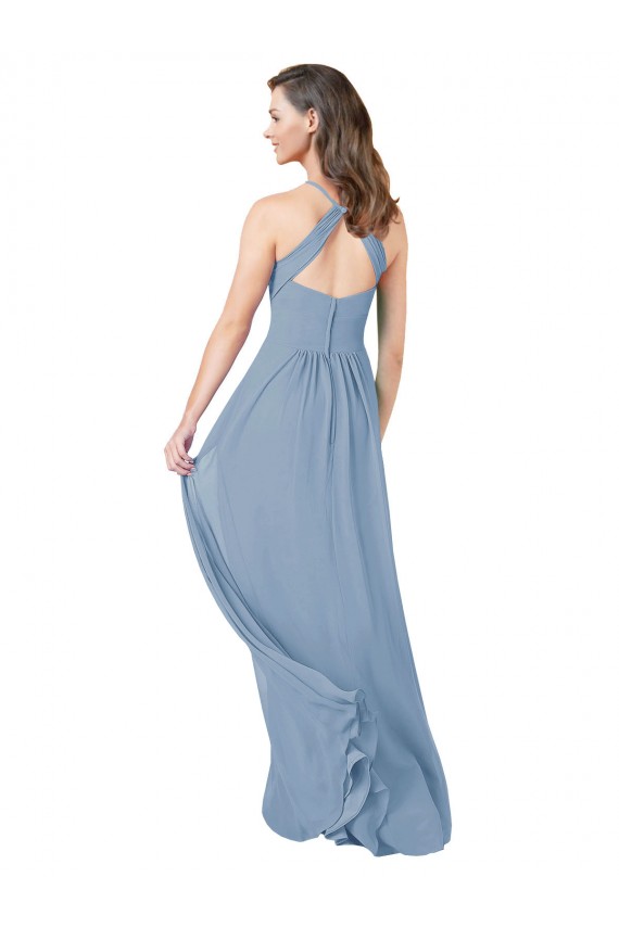 Cheap Chiffon Bridesmaid Dress with High Halter Neckline Canada