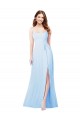 Cheap Chiffon Bridesmaid Dress with Tie Sash and Side Slit Canada