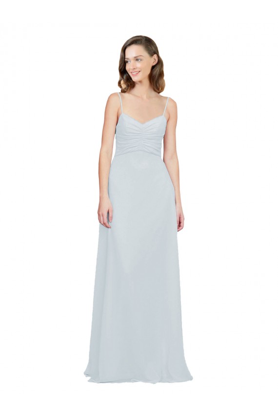Cheap Slim A-Line Chiffon Bridesmaid Dress with Spaghetti Strap Gathered Bodice Canada