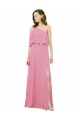 Cheap Sleeved One Shoulder Chiffon Bridesmaids Dress with Draped Ruffle Overlay Canada