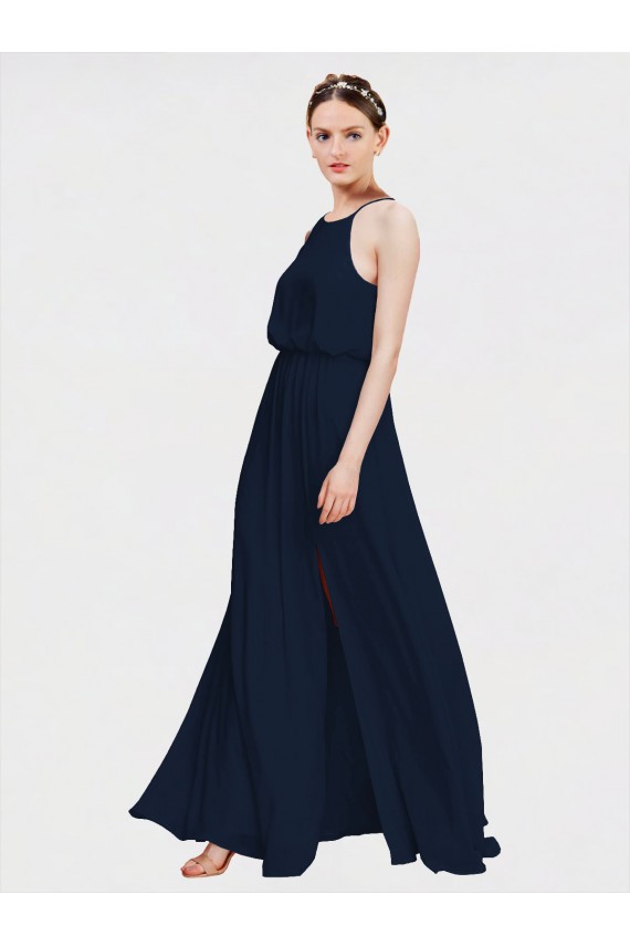 Cheap High Halter Chiffon Bridesmaid Dress with Side Slit Canada