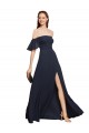 Cheap Off the Shoulder Floaty Sleeves Chiffon Bridesmaid Dress / Prom Dress with High Slit Canada