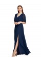 Cheap V-Neck Plush Chiffon Bridesmaid Dress with Flutter Sleeves Canada
