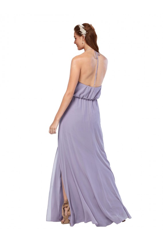 Cheap Grecian Style Halter Chiffon Bridesmaid Dress with Keyhole and Slit Canada
