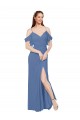 Cheap Mock-Wrap Off the Shoulder Long Chiffon Bridesmaid Dress with Side Slit Canada