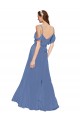 Cheap Mock-Wrap Off the Shoulder Long Chiffon Bridesmaid Dress with Side Slit Canada