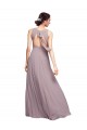 Cheap Open Back Long Chiffon Bridesmaid Dress with Plunging V-Neck Bodice Canada
