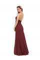 Cheap High Halter Neck Long Chiffon Bridesmaid Dress with Low Scoop Back Canada