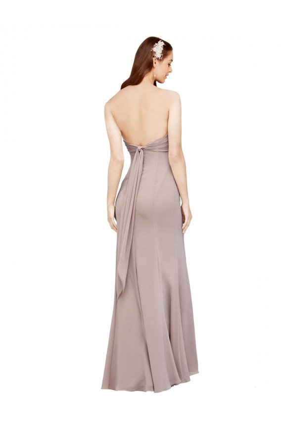 Cheap Fit and Flare Long Chiffon Bridesmaid Dress / Prom Dress with Sash and Open Back Canada