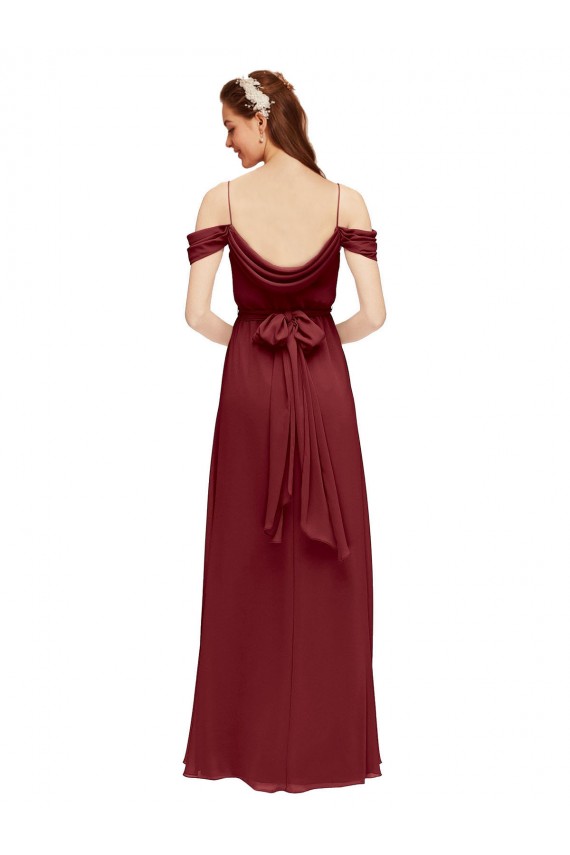 Cheap Grecian Inspired Draped Off the Shoulder Long Chiffon Bridesmaid Dress Canada