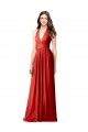 Cheap Halter V-Neck A-Line Chiffon Bridesmaid Dress with Shirred Skirt Canada
