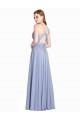 Cheap Ruched Criss Over Bodice Chiffon Bridesmaid Dress with Lace Open Back Canada