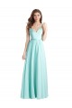 Cheap Long V-Neck Chiffon Bridesmaid Dress with Satin Bodice Canada