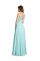 Cheap Long V-Neck Chiffon Bridesmaid Dress with Satin Bodice Canada