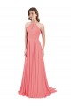 Cheap Draped A-Line Chiffon Bridesmaid Dress with Halter Keyhole Neckline Canada