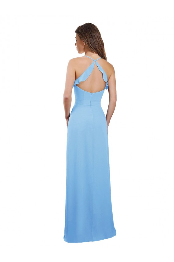 Cheap Slim Chiffon Bridesmaid Dress with Ruffled Sweetheart Neckline Canada