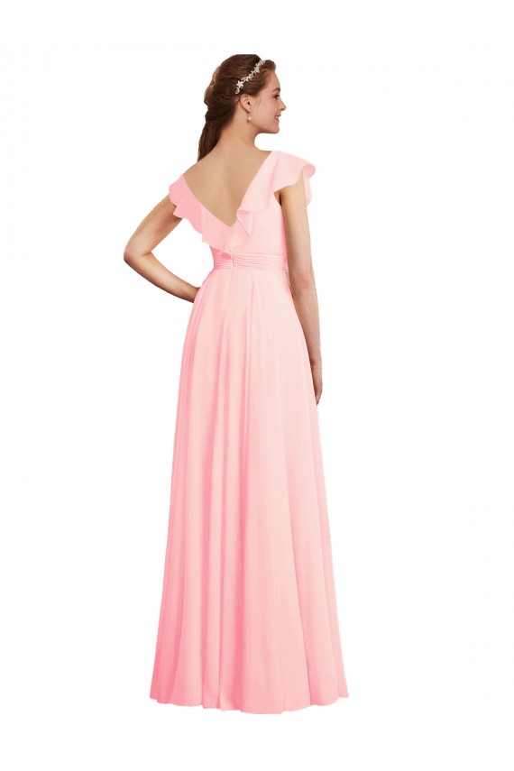 Cheap Chiffon A-Line Dress with Full Circle Skirt and Gathered Waistband Canada
