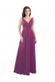 Cheap Long Chiffon A-Line Bridesmaid Dress with V-Neck Wrap Bodice Canada
