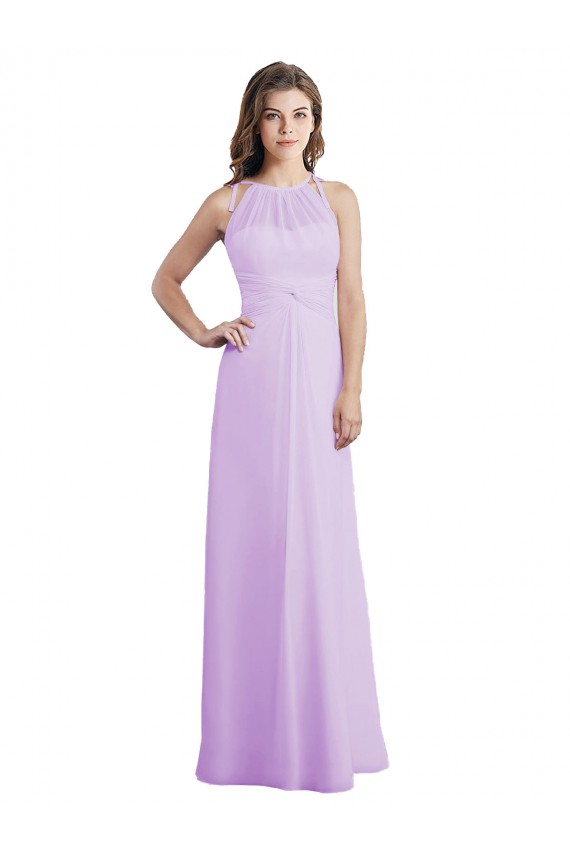 Cheap Sweetheart Long Chiffon Bridesmaid Dress with Halter Straps Canada