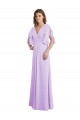 Cheap A-Line Draped Chiffon Bridesmaid Dress with V-Neck and Split Sleeves Canada