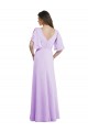 Cheap A-Line Draped Chiffon Bridesmaid Dress with V-Neck and Split Sleeves Canada