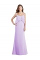 Cheap Scoop Neck Long Chiffon Bridesmaid Dress with Cross Over Neckline Flounce Canada