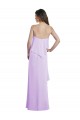 Cheap Scoop Neck Long Chiffon Bridesmaid Dress with Cross Over Neckline Flounce Canada