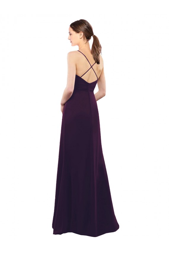Cheap Floor Length A-Line Chiffon Bridesmaid Dress with Criss Cross Back Canada
