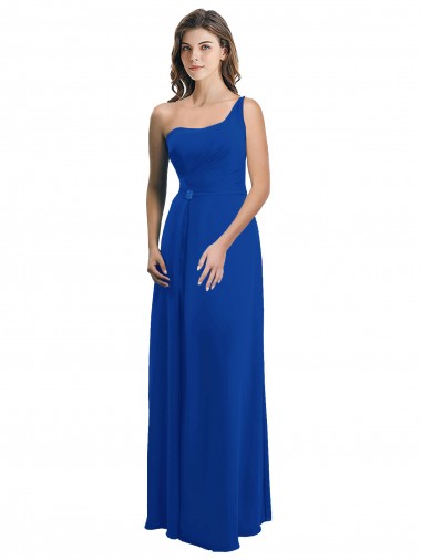 Cheap One Shoulder A-Line Chiffon Bridesmaid Dress with Pleated Bodice Canada