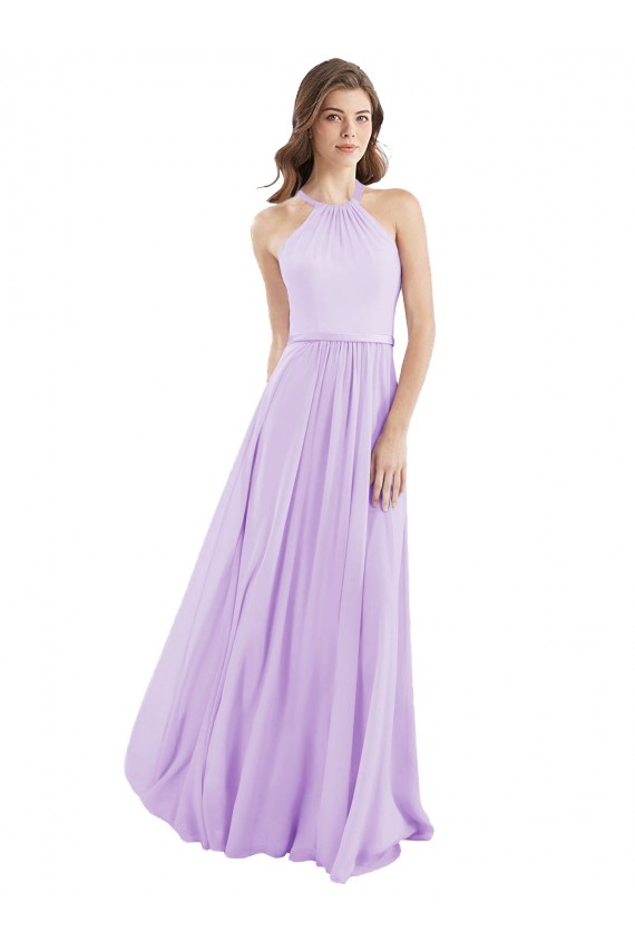 Cheap Halter Chiffon A-Line Bridesmaid Dress with Flounce Back Canada