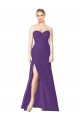 Cheap Strapless Chiffon Bridesmaid Dress with Pleated Wrap Bodice and Side Slit Canada