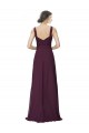 Cheap Long Chiffon Bridesmaid Dress with Ruched Criss Cross V-Neck Bodice Canada