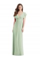 Cheap Flutter Sleeves Draped Wrap V-Neck Chiffon Bridesmaid Dress Canada