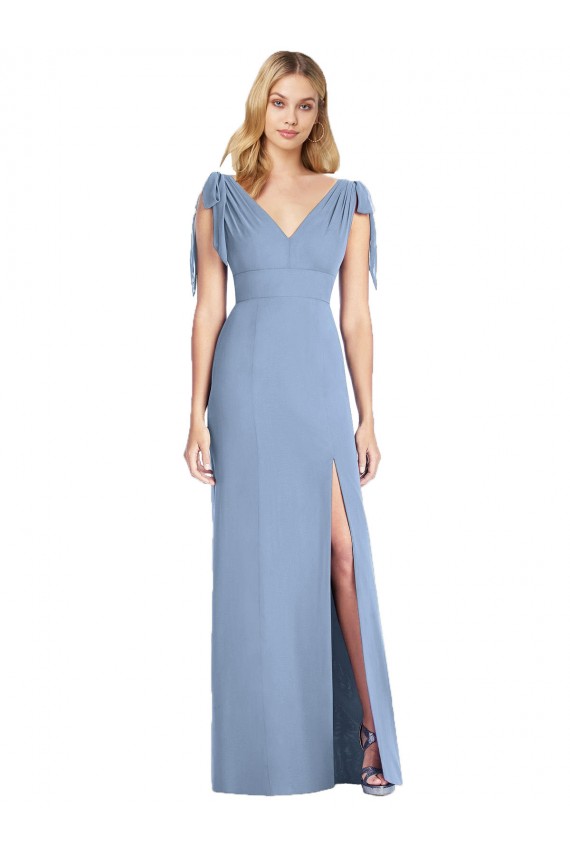Cheap Bow-Shoulder Sleeveless Deep V-Back Mermaid Bridesmaid Dress Canada