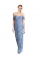 Cheap Full Length Draped Off the Shoulder Maxi Bridesmaid Dress with Shirred Streamer Canada