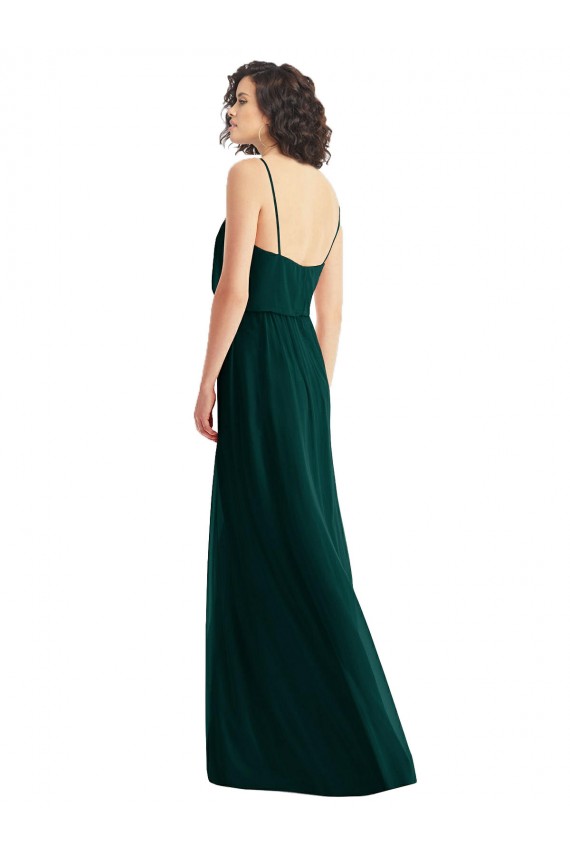 Cheap V-Neck Blouson Bodice Chiffon Maxi Bridesmaid Dress Canada