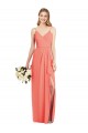 Cheap Spaghetti Strap Draped Skirt Chiffon Bridesmaid Dress with Front Slit Canada