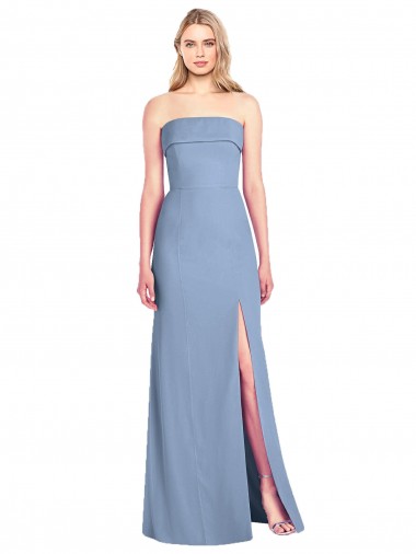 Cheap Trumpet Full Length Strapless Chiffon Bridesmaid Dress with Slit Canada
